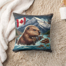 Canadian Beaver Collating Sticks nära bergen