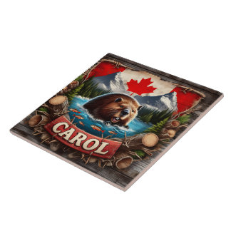Canadian Beaver, Flagga, Mountain View Kakelplatta