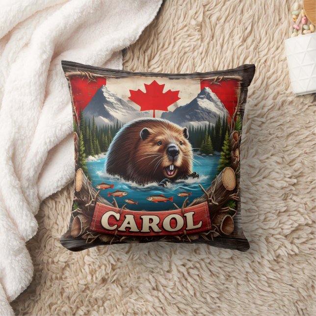 Canadian Beaver, Flagga, Mountain View Kudde (Filt)