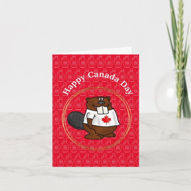 Canadian Beaver Funny Canada Day Card Kort (Framsida)