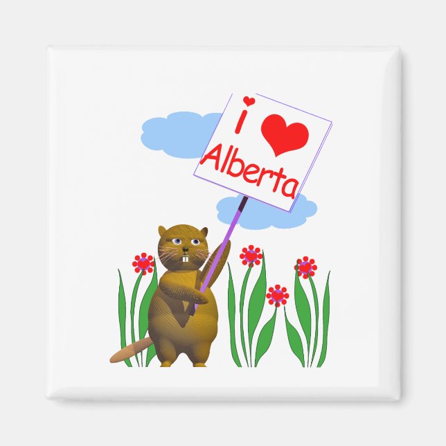 Canadian Beaver Kärlek Alberta Magnet (Framsidan)