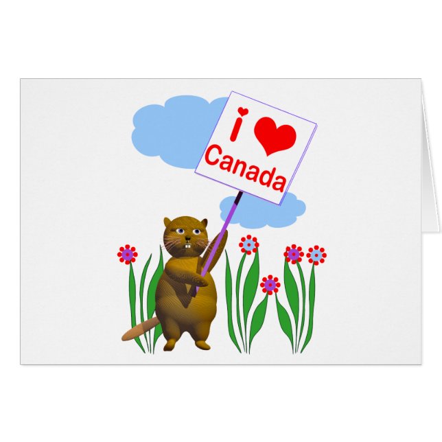 Canadian Beaver Kärlek Canada Card Hälsningskort (Framsidan Horizontal)