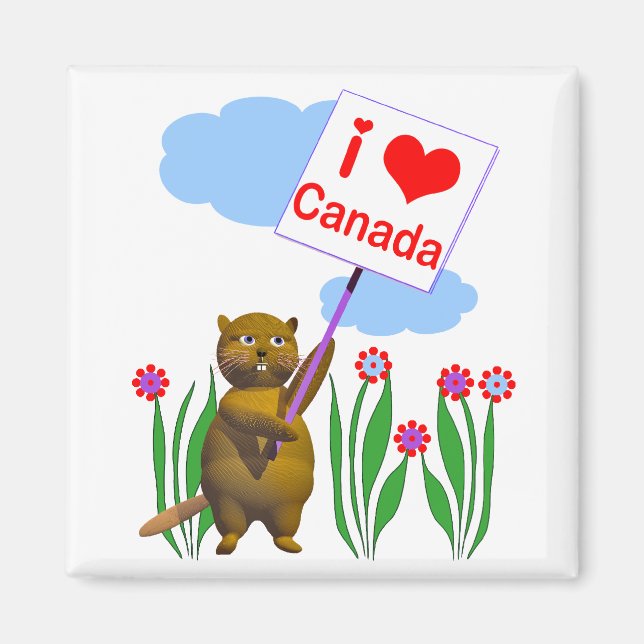 Canadian Beaver Kärlek Canada Magnet (Framsidan)
