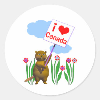 Canadian Beaver Kärlek Canada Runt Klistermärke