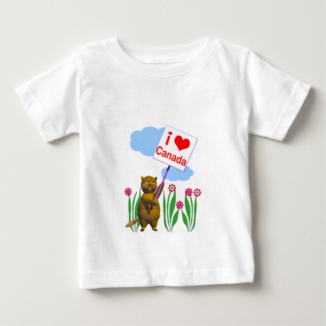 Canadian Beaver Kärlek Canada Tee Shirt (Framsida)