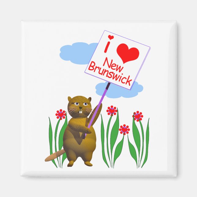 Canadian Beaver Kärlek New Brunswick Magnet (Framsidan)