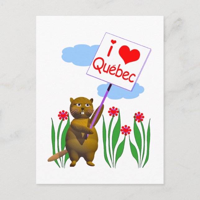 Canadian Beaver Kärlek Quebec Vykort (Framsida)