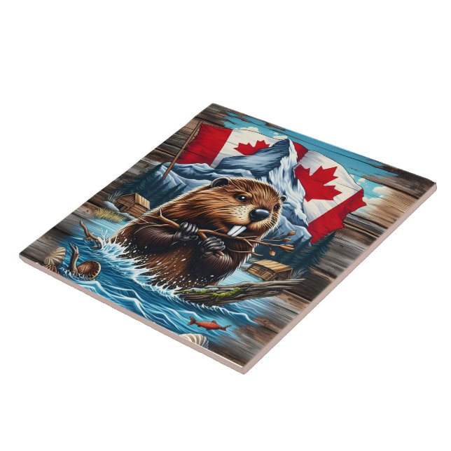 Canadian Beaver med Blue Ocean Kakelplatta (Sidan)