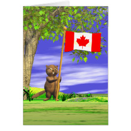 Canadian Beaver och Flagga Hälsningskort