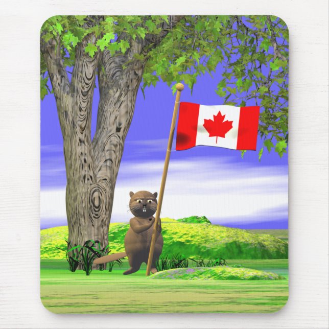 Canadian Beaver och Flagga Musmatta (Framsidan)