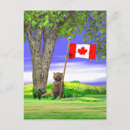 Canadian Beaver och Flagga Vykort