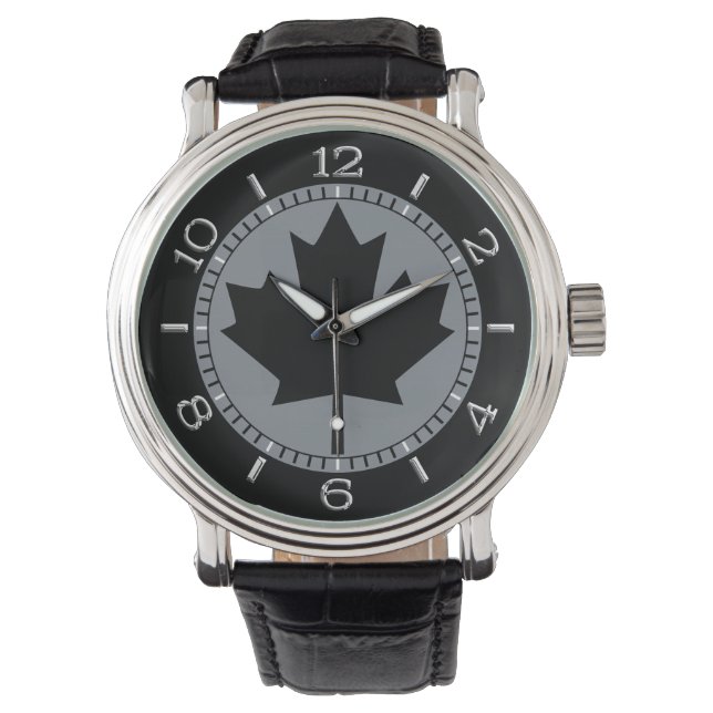 Canadian Black Maple Löv Design Armbandsur (Framsida)