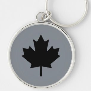 Canadian Black Maple Löv Stil Rund Silverfärgad Nyckelring