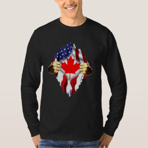 Canadian Blood Inside Me Canada American Flagga T Shirt