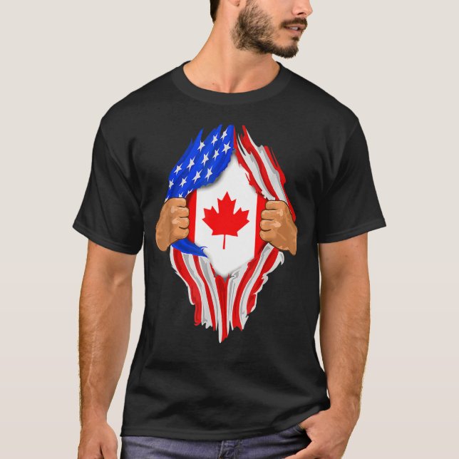 Canadian Blood Inside Me Canada Flagga T Shirt (Framsida)