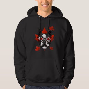 Canadian Boston Terrier Hund Maple Löv Patriotic C Hoodie