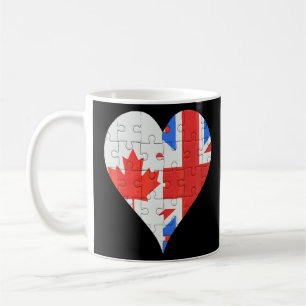 Canadian British Flagga Heart Kaffemugg