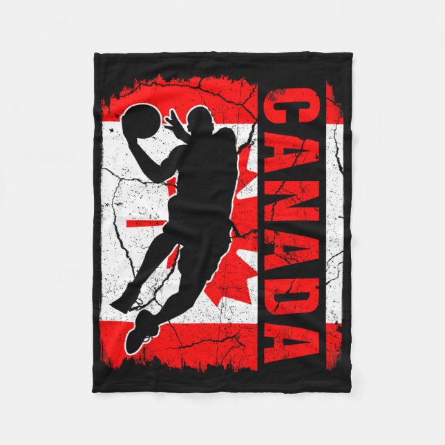 Canadian Bysketbyll Player Canada Flagga Bysketbyl Fleecefilt (Framsidan)