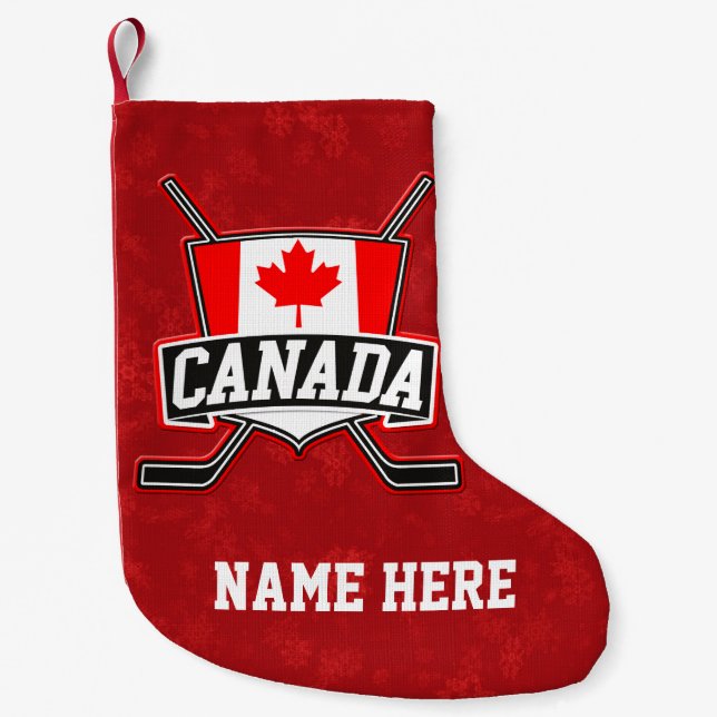 Canadian Canada Flagga Hockey-julstock Liten Julstrumpa (Framsidan)