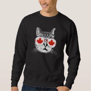 Canadian Canada Flagga Land Roots Cat Pride Manar Lång Ärmad Tröja