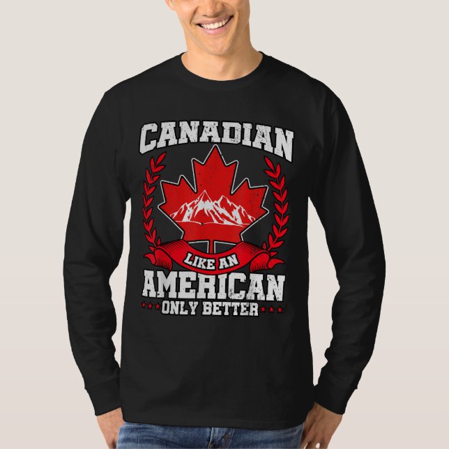 Canadian Canada Flagga Maple Löv USA T Shirt (Framsida)