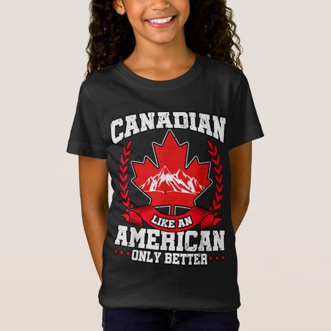 Canadian Canada Flagga Maple Löv USA T Shirt (Framsida)