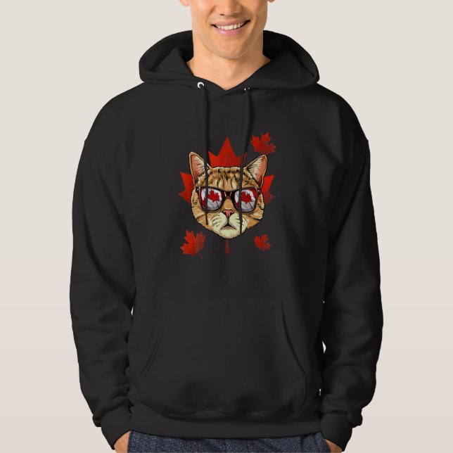 Canadian Cat Maple Ree Löv Canada Flagga Kitten Ca Hoodie (Framsida)