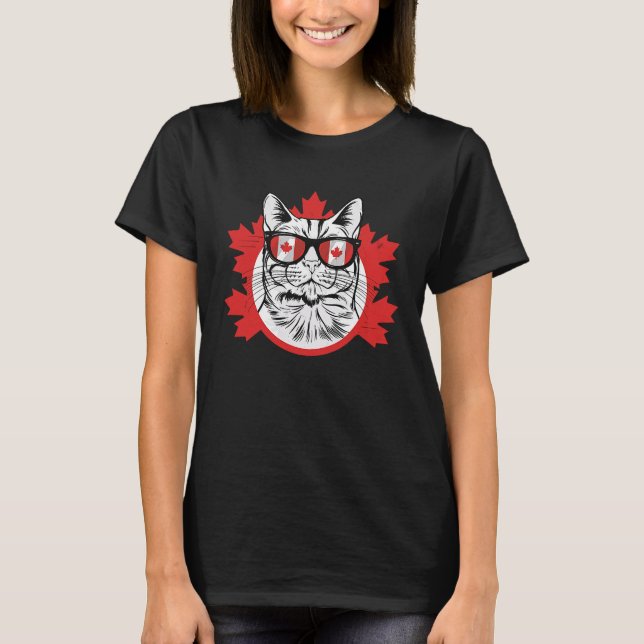 Canadian Cat with Canada Flag T Shirt (Framsida)