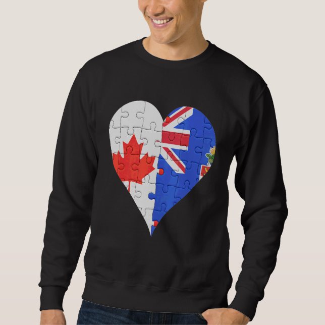 Canadian Caymanian Flagga Heart Lång Ärmad Tröja (Framsida)