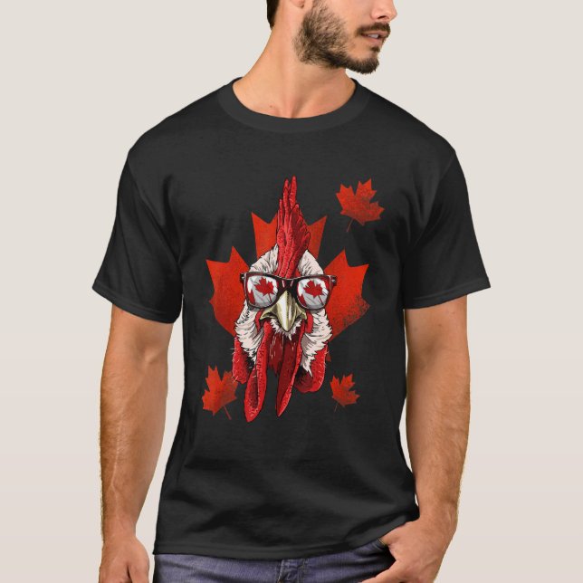 Canadian Chicken Maple Tree Leaf Canada Flag Poult T Shirt (Framsida)