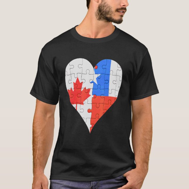 Canadian Chilean Flagga Heart T Shirt (Framsida)