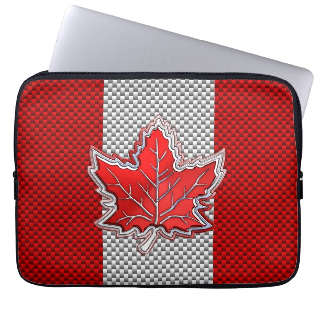 Canadian Chrome Maple Löv på Carbon Fiber Stilar Laptop Sleeve (Framsidan)