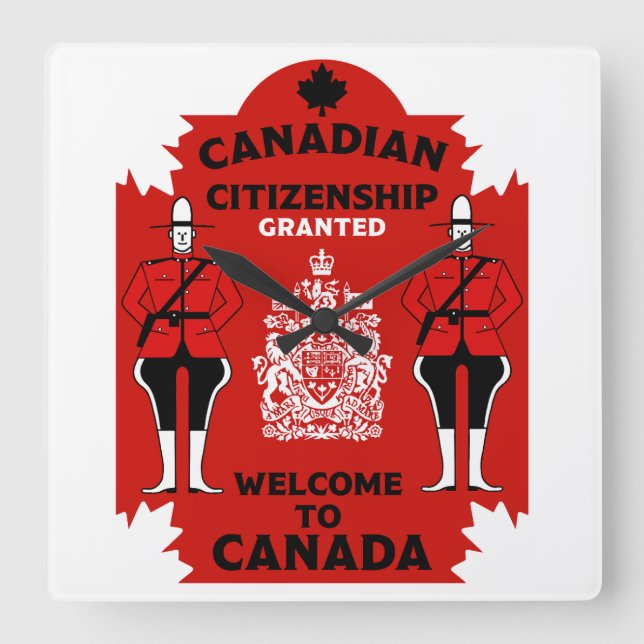 Canadian Citizens Firande Fyrkantig Klocka (Framsida)