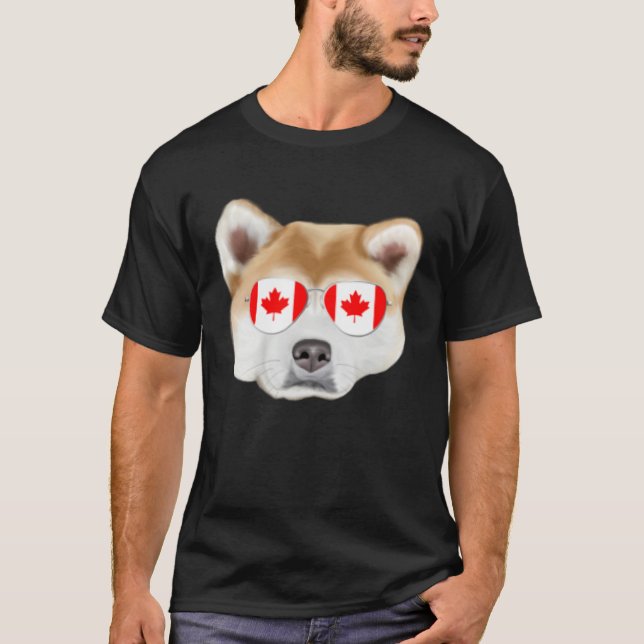 Canadian Flag Akita Dog Canada Pocket T Shirt (Framsida)