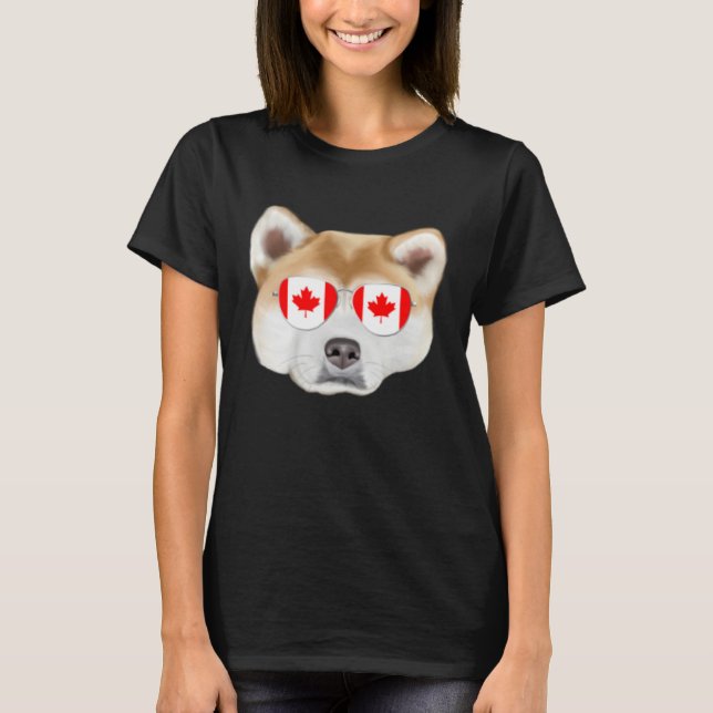 Canadian Flag Akita Dog Canada Pocket T Shirt (Framsida)