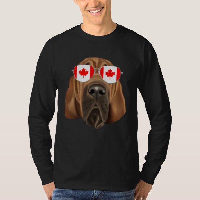 Canadian Flag Bloodhound Dog Canada Pocket T Shirt (Framsida)