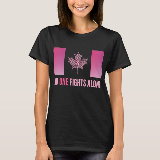 Canadian Flag Breast Cancer Awareness  T Shirt (Framsida)