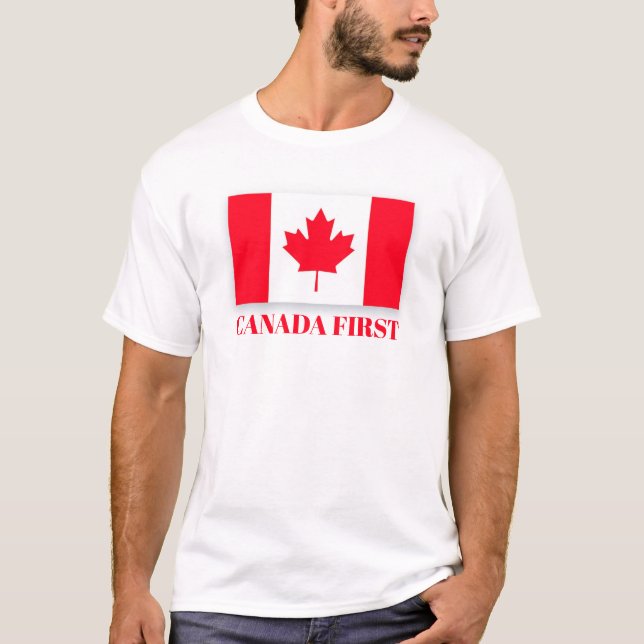 Canadian flag. CANADA FIRST. Conservative Canada. T Shirt (Framsida)