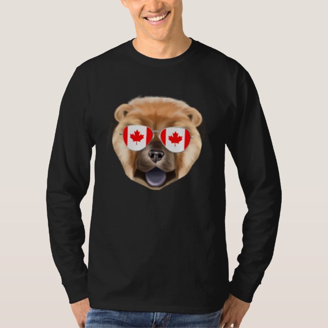 Canadian Flag Chow Chow Dog Canada Pocket T Shirt (Framsida)
