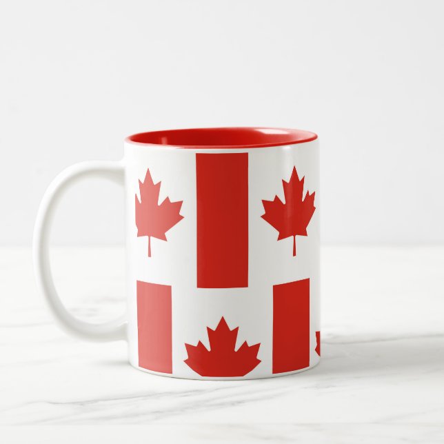 Canadian Flag Coffee Cup Canada Leaf Patriotic Mug Två-Tonad Mugg (Vänster)