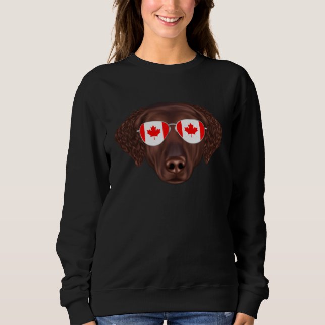 Canadian Flag Curly Coated Retriever Dog Canada Po T Shirt (Framsida)