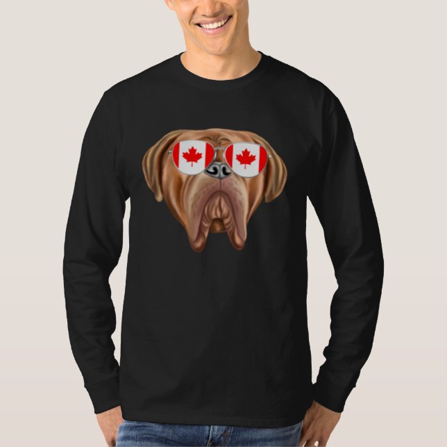 Canadian Flag Dogues de Bordeaux Dog Canada Pocket T Shirt (Framsida)