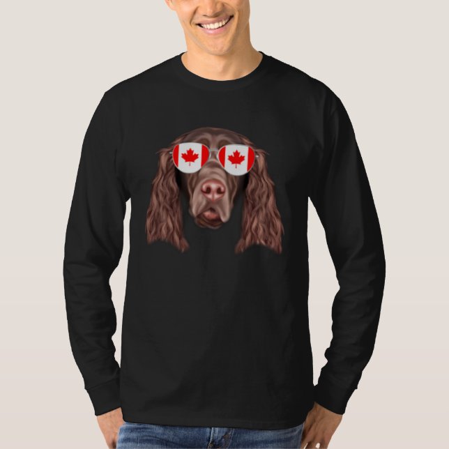 Canadian Flag Field Spaniel Dog Canada Pocket T Shirt (Framsida)