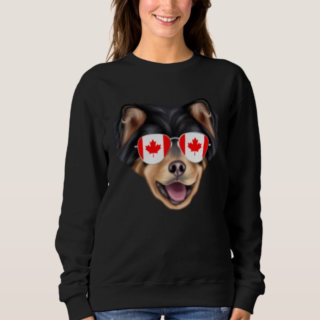 Canadian Flag Finnish Lapphund Dog Canada Pocket T Shirt (Framsida)