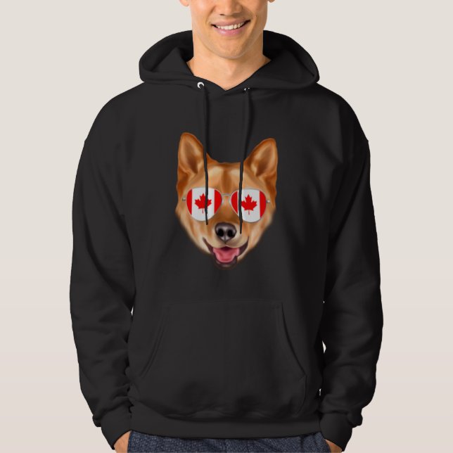 Canadian Flag Finnish Spitz Dog Canada Pocket Hoodie (Framsida)