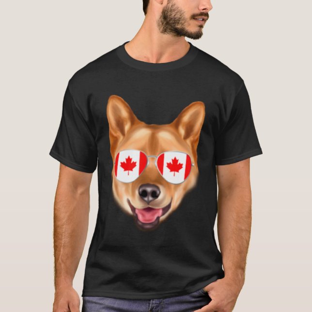 Canadian Flag Finnish Spitz Dog Canada Pocket T Shirt (Framsida)