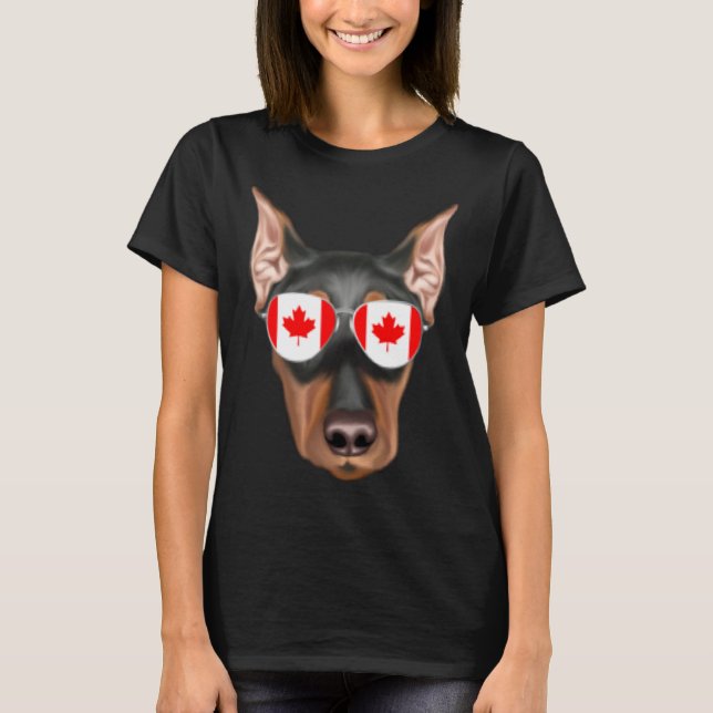 Canadian Flag German Pinscher Dog Canada Pocket T Shirt (Framsida)