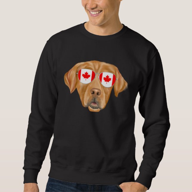 Canadian Flag Golden Retriever Dog Canada Pocket Lång Ärmad Tröja (Framsida)