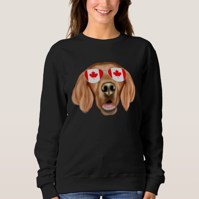 Canadian Flag Irish Setter Dog Canada Pocket T Shirt (Framsida)
