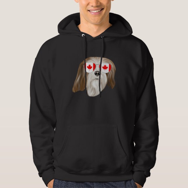 Canadian Flag Lhasa Apsos Dog Canada Pocket Hoodie (Framsida)